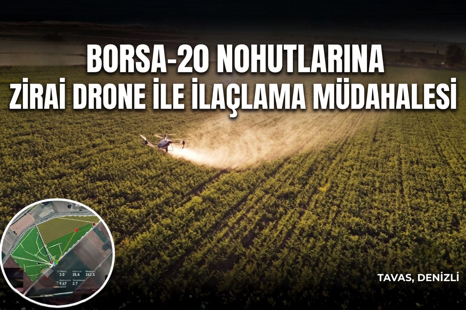 Borsa-20 Nohutlarına Zirai Drone ile İlaçlama Müdahalesi