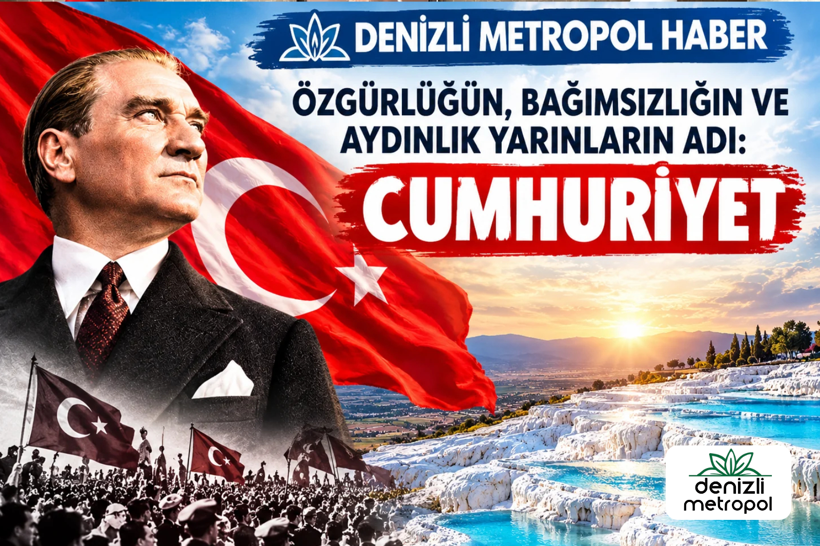 DENİZLİ METROPOL HABER diyor ki; ÖZGÜRLÜĞÜN, BAĞIMSIZLIĞIN VE AYDINLIK YARINLARIN ADI: CUMHURİYET