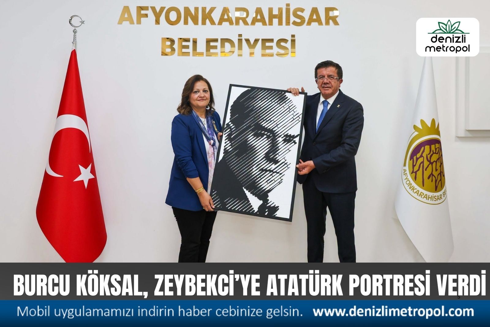TARTIŞILAN BAŞKANDAN ZEYBEKCİ’YE ATATÜRK PORTRESİ